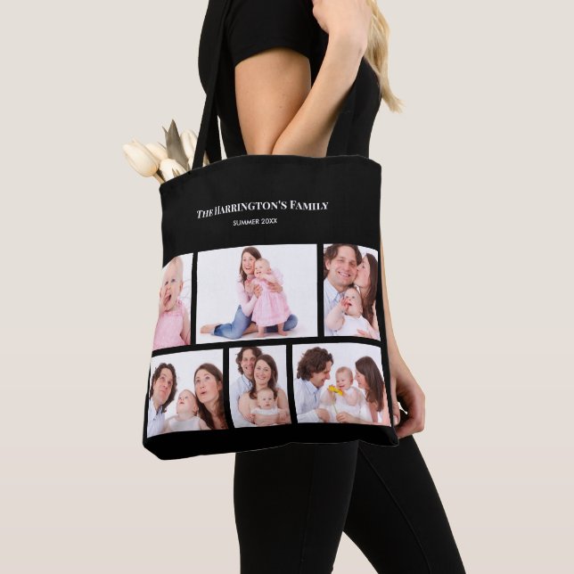 Tote Bag 6 sections Photo personnalisée Simple cadre noir é (De près)