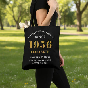 Tote Bag 70e Anniversaire 1956 Or Noir Personnalisé Pour El