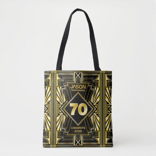 Tote Bag 70e anniversaire Art Déco Gold Black Great Gatsby (Devant)