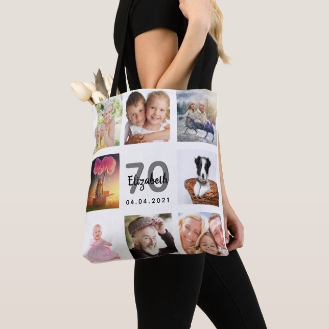 Tote Bag 70e anniversaire photo collage blanc (De près)