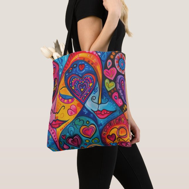 Tote Bag 70s 60s Psychedelic Hippy Retro Hip (De près)
