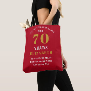 Tote Bag 70th Birthday Standards Red And Gold Ajouter Votre