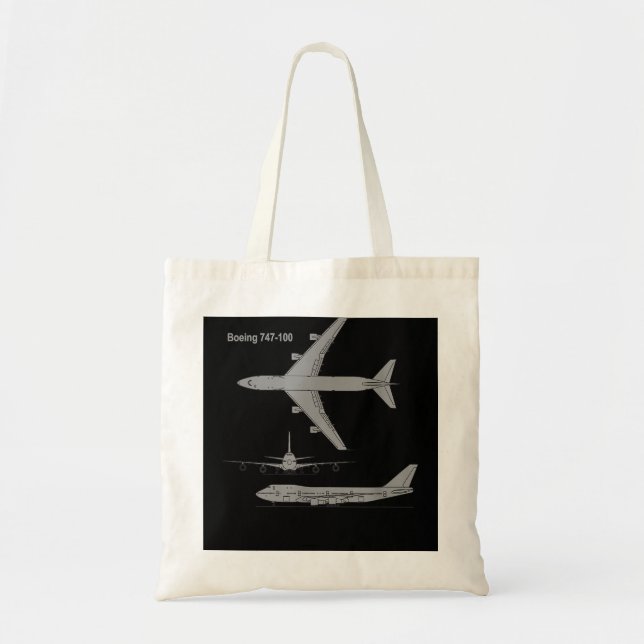 Tote Bag 747 Avion Tiré à la main Graphique Tirage (Devant)