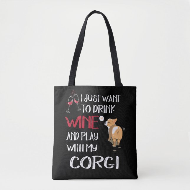 Tote Bag 7 Je Veux Juste Boire Du Vin (Devant)