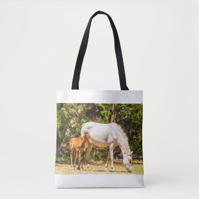 Tote Bag 8004-Mustang sauvage avec bébé (Devant)