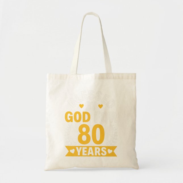 Tote Bag 80e anniversaire Homme femme béni par dieu pendant (Devant)