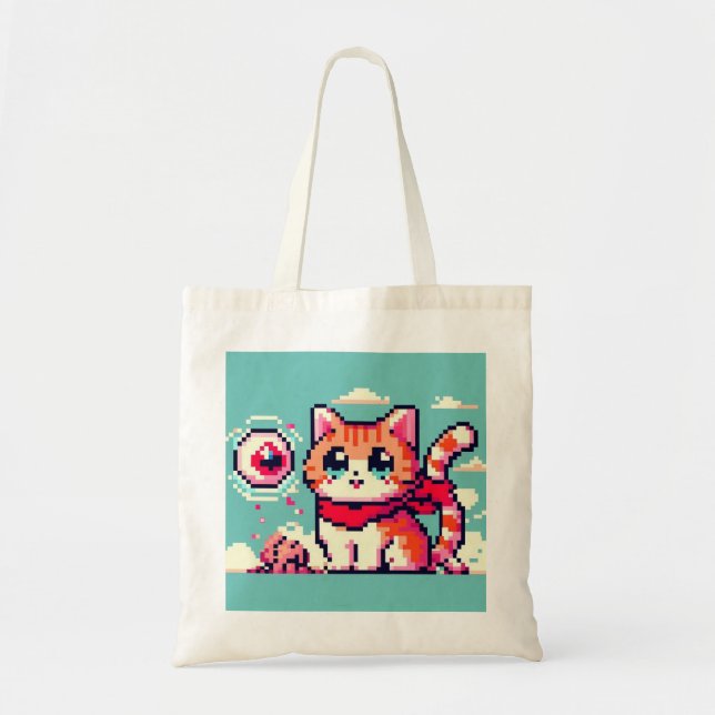 Tote Bag 80's 8bit cat (Devant)