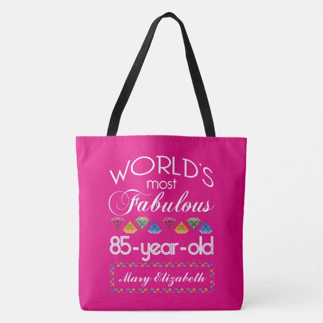 Tote Bag 85th Anniversaire la plupart de rose coloré (Devant)