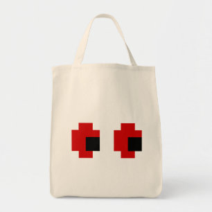 Tote Bag 8 bits Éffrayants yeux rouges