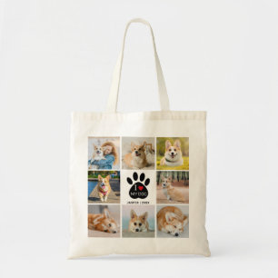 Tote Bag 8 Photo Collage I Love My Dog Empreinte de patte