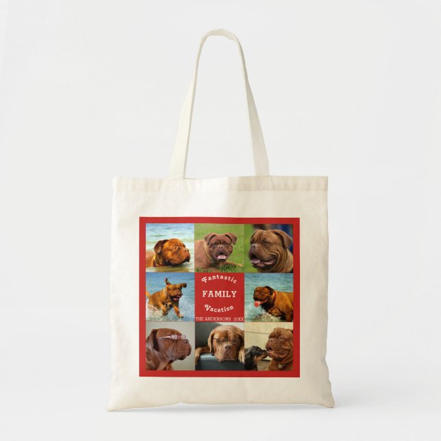 Tote Bag 8 Photo Famille ✨ Collage Monogramme (Devant)