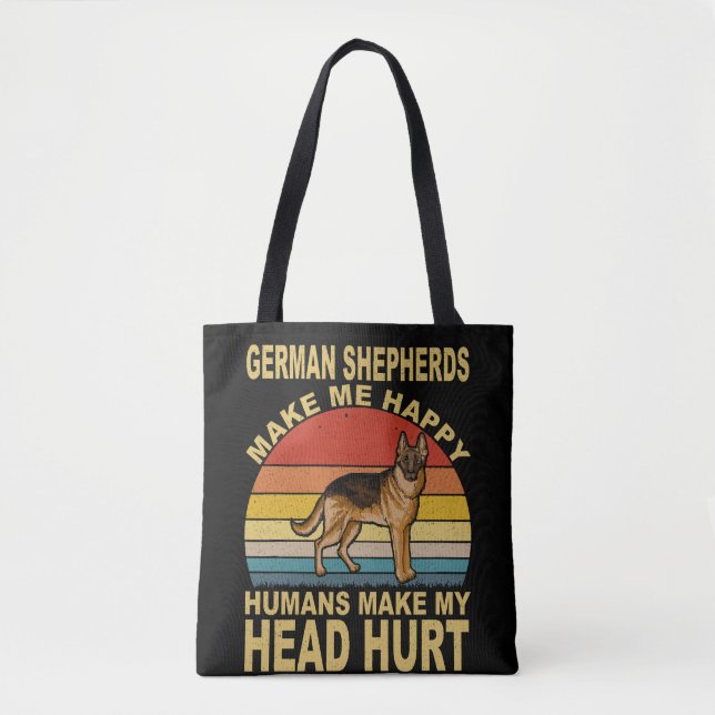 Tote Bag 9 Bergers Allemands Me Rendent Heureux Les Humains (Devant)