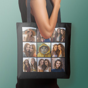 Tote Bag 9 Photo Collage personnalisé Monogramme Changement