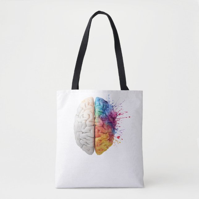 Tote Bag A brain divided between logical and creative sides (Devant)