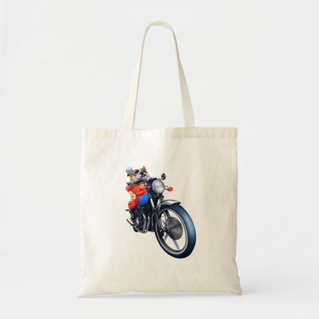 TOTE BAG A BULLDOG RIDING BIKE (Devant)