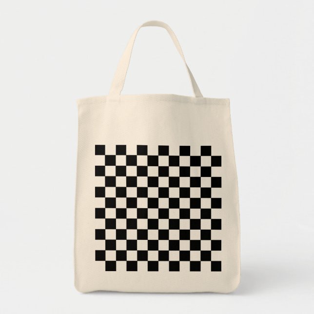 Tote Bag à damiers noir et blanc (Devant)