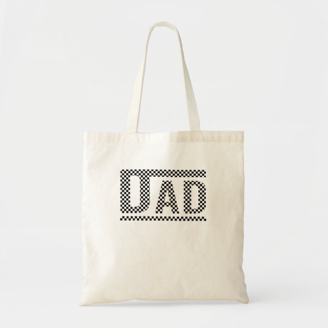 Tote Bag à damiers Papa Noir Blanc Drôle Papa Fête des père (Devant)