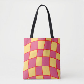 Tote Bag à damiers Rose Et Jaune