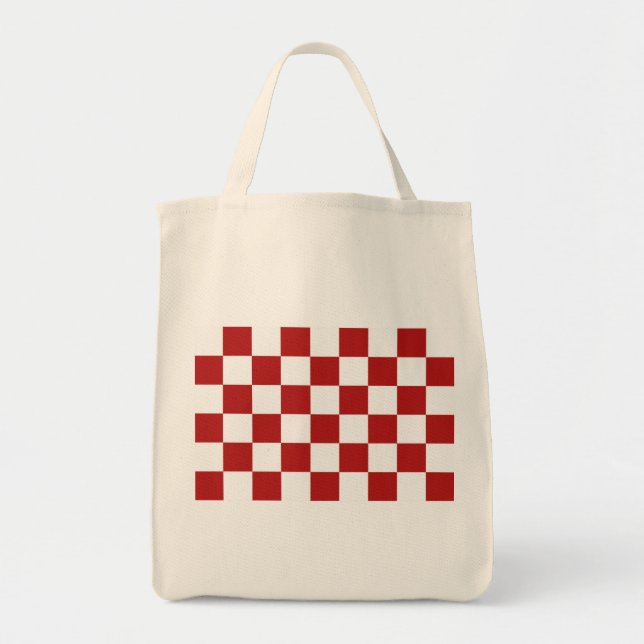 Tote Bag à damiers rouge et blanc (Devant)