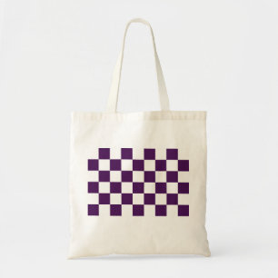 Tote Bag à damiers violet et blanc