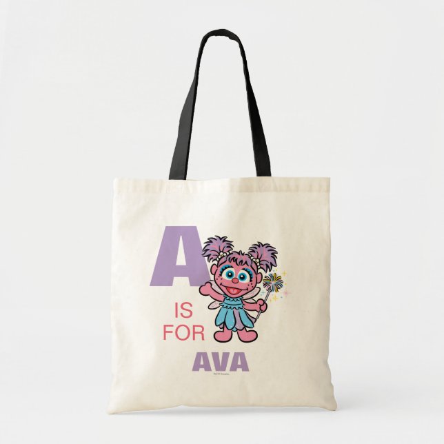 Tote Bag A est pour Abby Cadabby | Ajoutez votre nom (Devant)