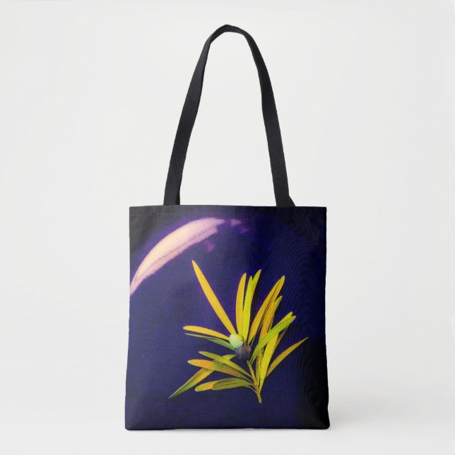 Tote Bag À feuillage persistant sur Blue Fourre-tout (Devant)