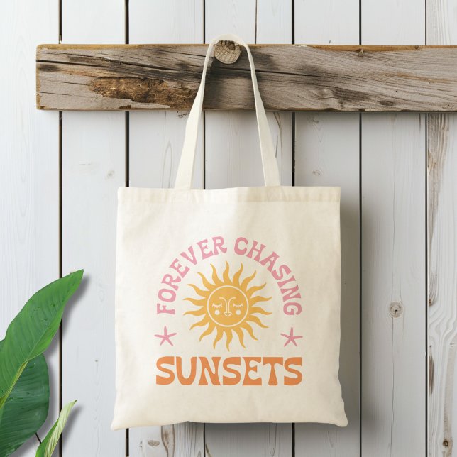 Tote Bag À jamais à la poursuite des couchers de soleil de  (Créateur téléchargé)