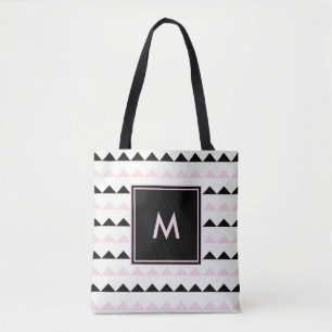 Tote Bag À la mode rougissent le rose et les triangles