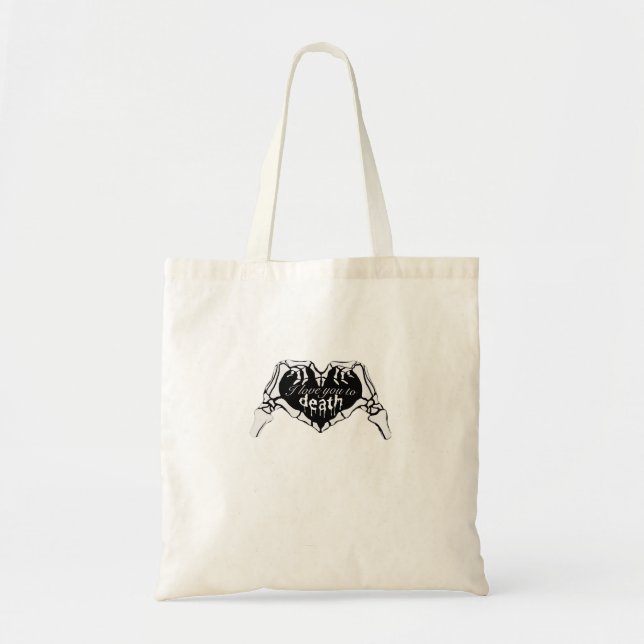 Tote Bag À la mort - Squelette Coeur main (Devant)