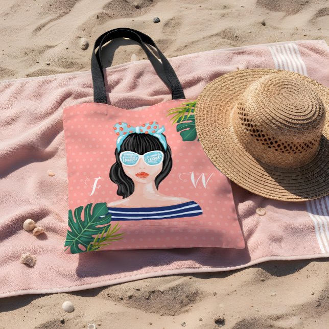 Tote Bag À La Plage | Beauté de plage Retro Feuilles tropic (To The Beach | Beach Beauty Retro Tropical Leaves Tote Bag)