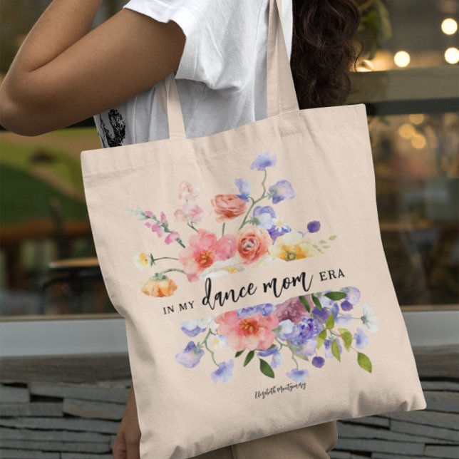 Tote Bag À l'ère de ma mère de danse | Monogramme floral  (Créateur téléchargé)