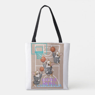 Tote Bag A little Chihuahua who loves basketball