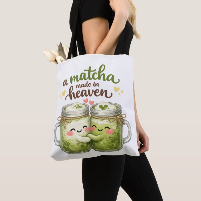 Tote Bag A Matcha Made in Heaven Cute Funny Pun (De près)