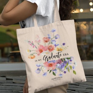Tote Bag À mon époque de diplômé   Monogramme floral 