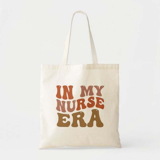 Tote Bag À Mon Ère d'Infirmière Rétro Typographie Ondulée (Devant)
