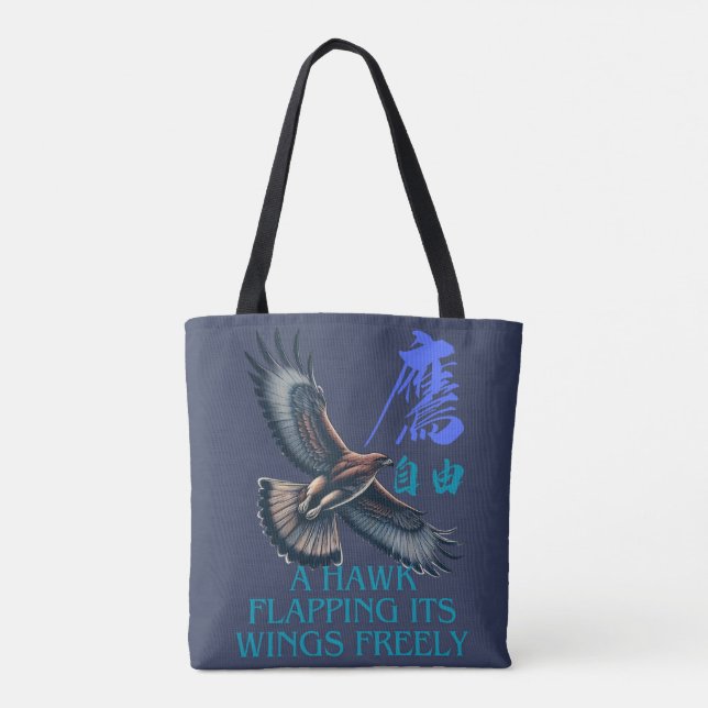 Tote Bag A powerful flying hawk symbolizing freedom (Dos)