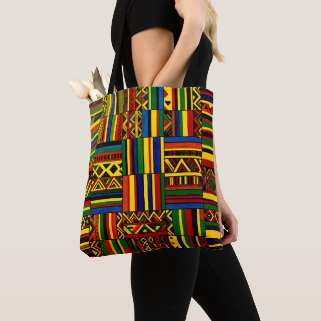 Tote Bag A stylized interpretation of "Kente" print (De près)