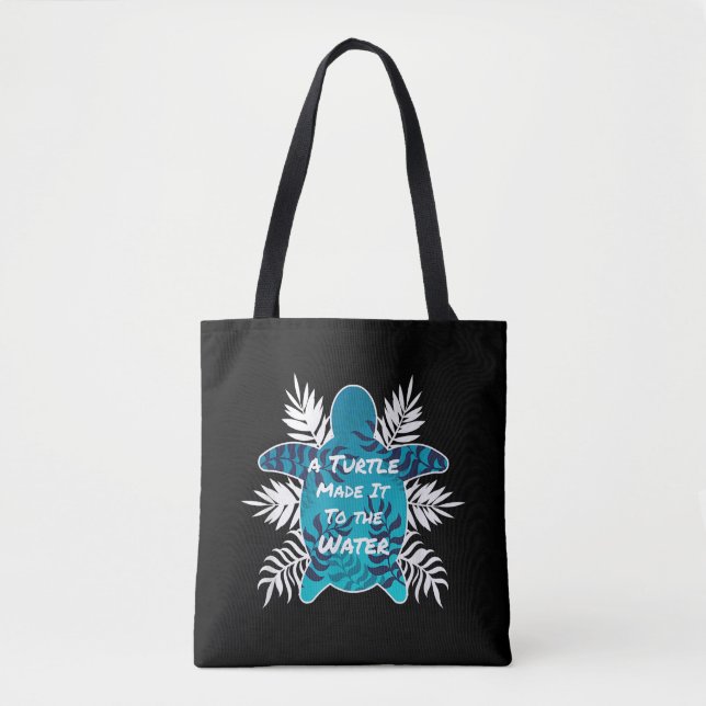 Tote Bag A Turtle Made It to Water Tropical Wow (Devant)