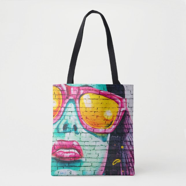 Tote Bag à visage bleu plein coeur (Devant)