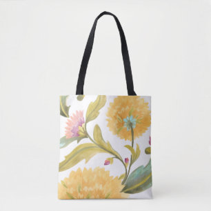 Tote Bag Abbaye Carreaux floraux - Fleurs Jaunes