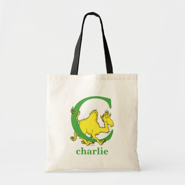 Tote Bag ABC du Dr Seuss : Lettre C - Vert | Ajouter Votre  (Devant)