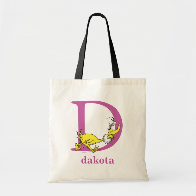 Tote Bag ABC du Dr Seuss : Lettre D - Violet | Ajouter Votr (Devant)