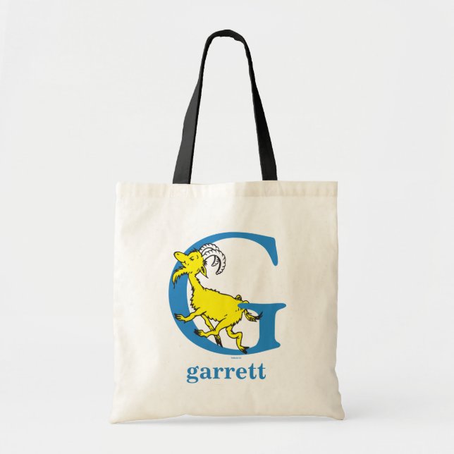 Tote Bag ABC du Dr Seuss : Lettre G - Bleu | Ajouter Votre  (Devant)