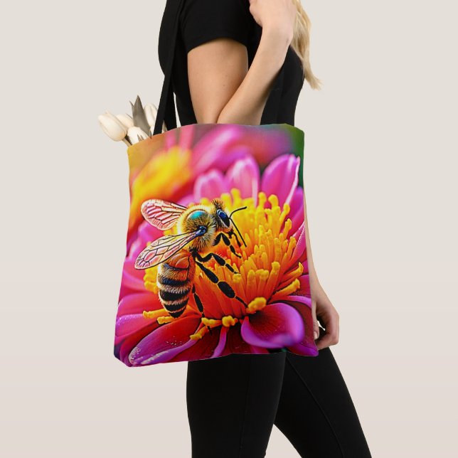 Tote Bag Abee en effervescence sur la conception de la fleu (De près)