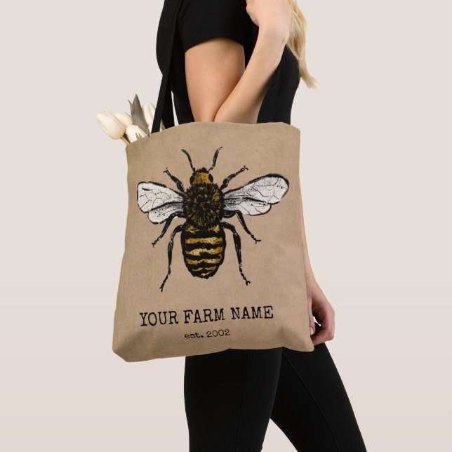 Tote Bag Abeille Apiariste Ferme d'abeilles Honeycomb T (De près)