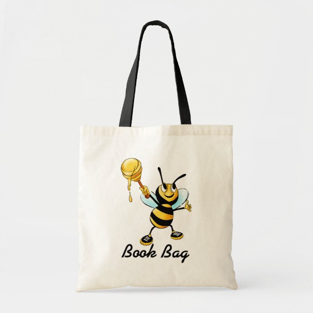 Tote Bag Abeille au miel orange et noir (Devant)