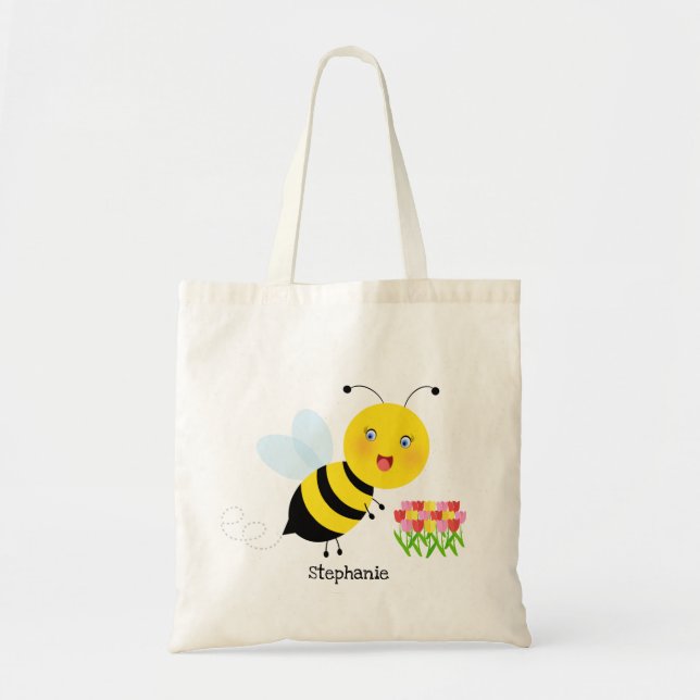 Tote Bag Abeille dans Tulip Garden (Devant)
