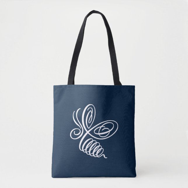 Tote Bag Abeille de miel calligraphique de penwork (Devant)