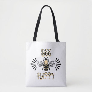 Tote Bag Abeille Heureuse   Couleurs Vintage Abeille à Miel