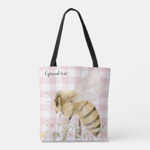 Tote Bag Abeille miel rose blanc